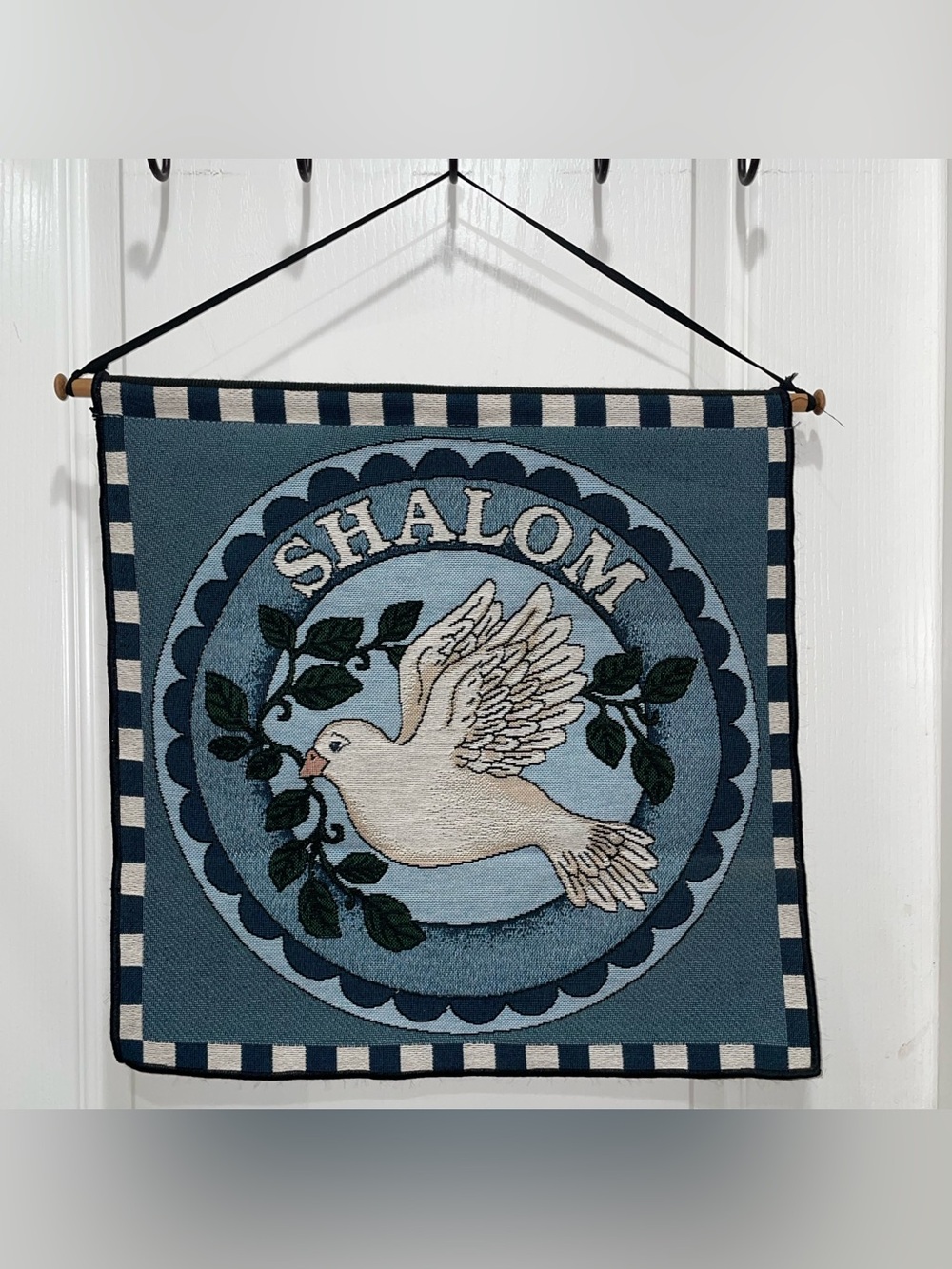 Shalom Wallhanging Israeli Dove of Peace 18x18" Hebrew Tapestry Jewish Bethlehem